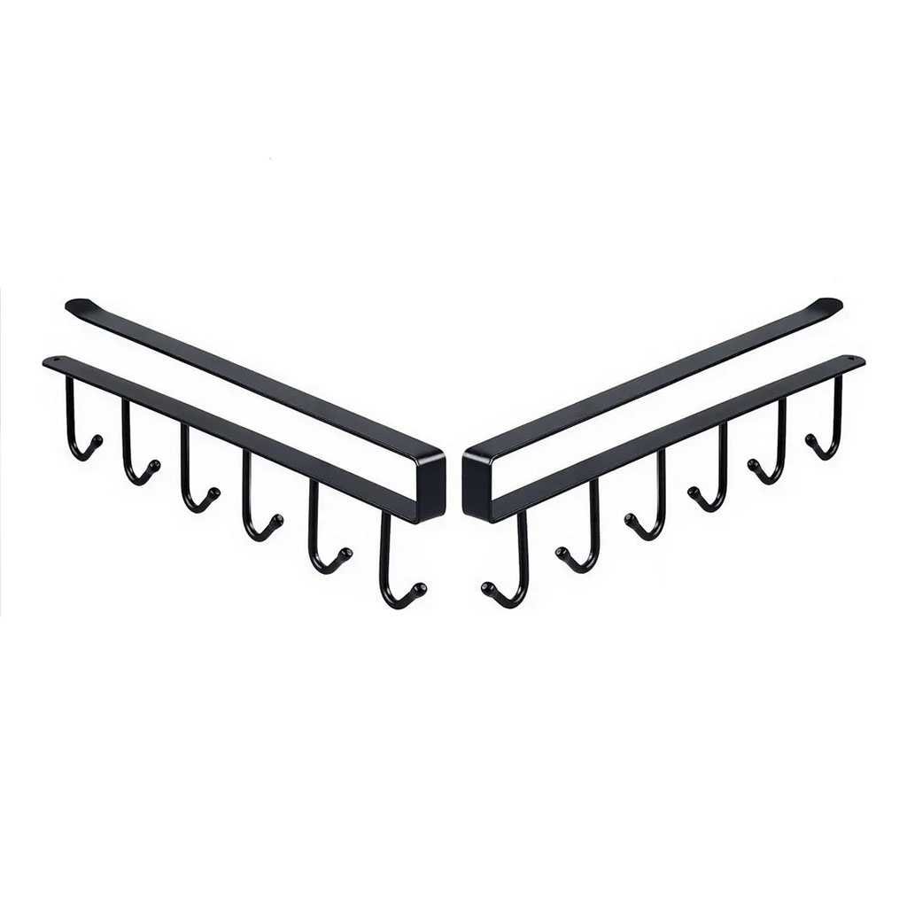 Organizador Suspenso Para Armário De Cozinha Quarto Em Aço Inox Com 6 Ganchos Porta Xícaras Canecas Utensílios