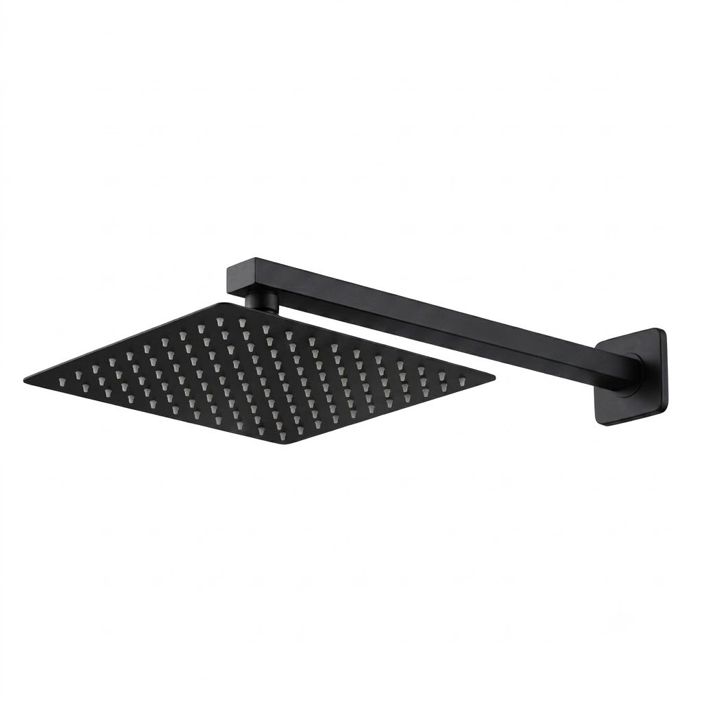 Chuveiro Ducha para gas quadrado Preto Fosco Inox 20x20